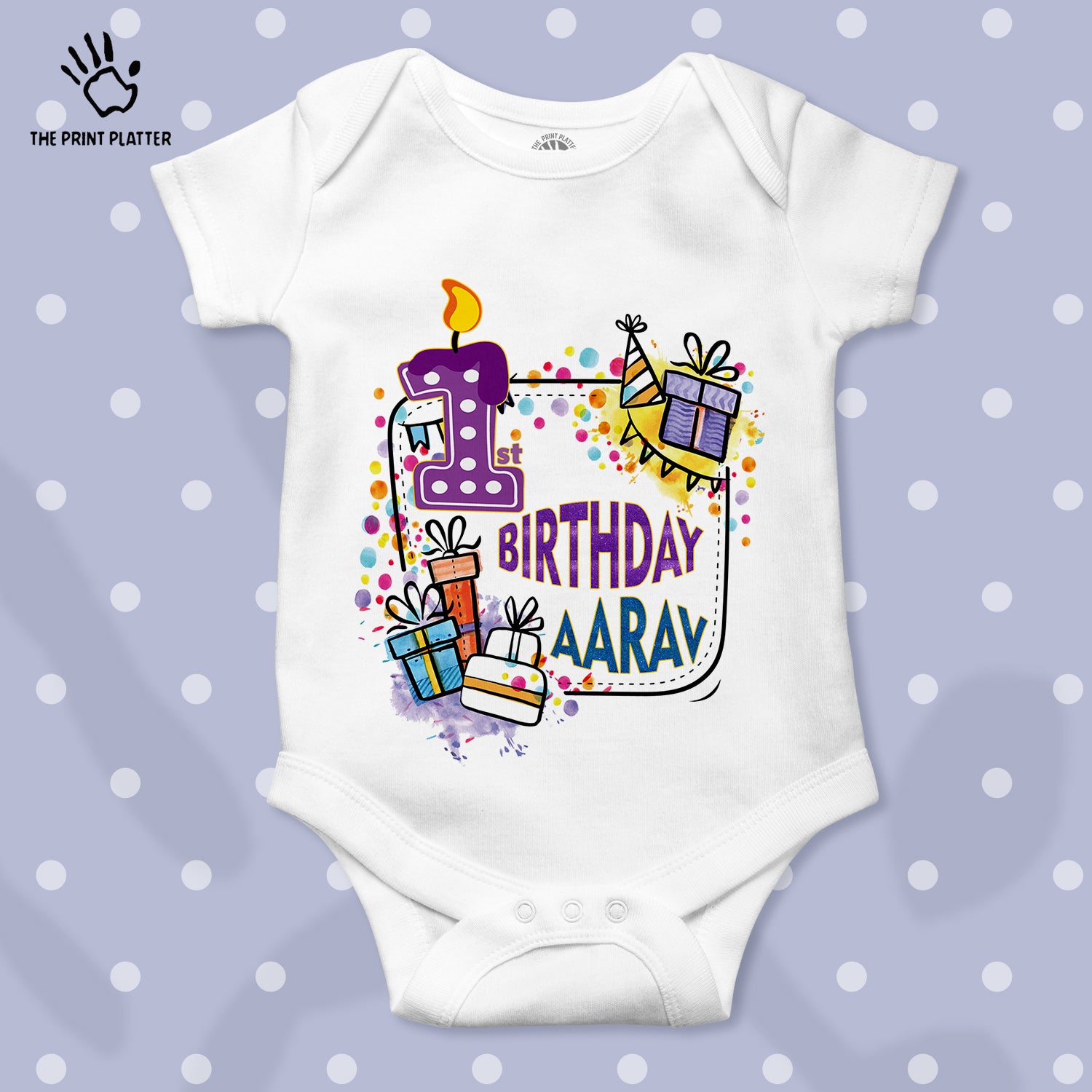 First Birthday Aarav Unisex Half Sleeve Romper