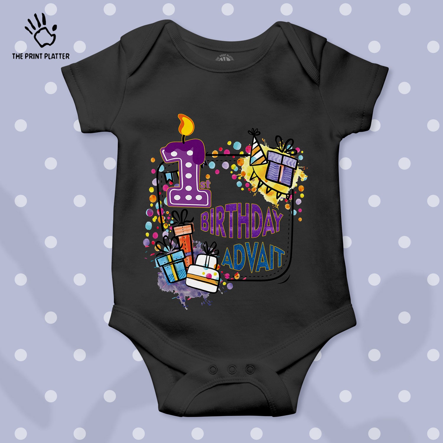 First Birthday Advait Unisex Half Sleeve Romper