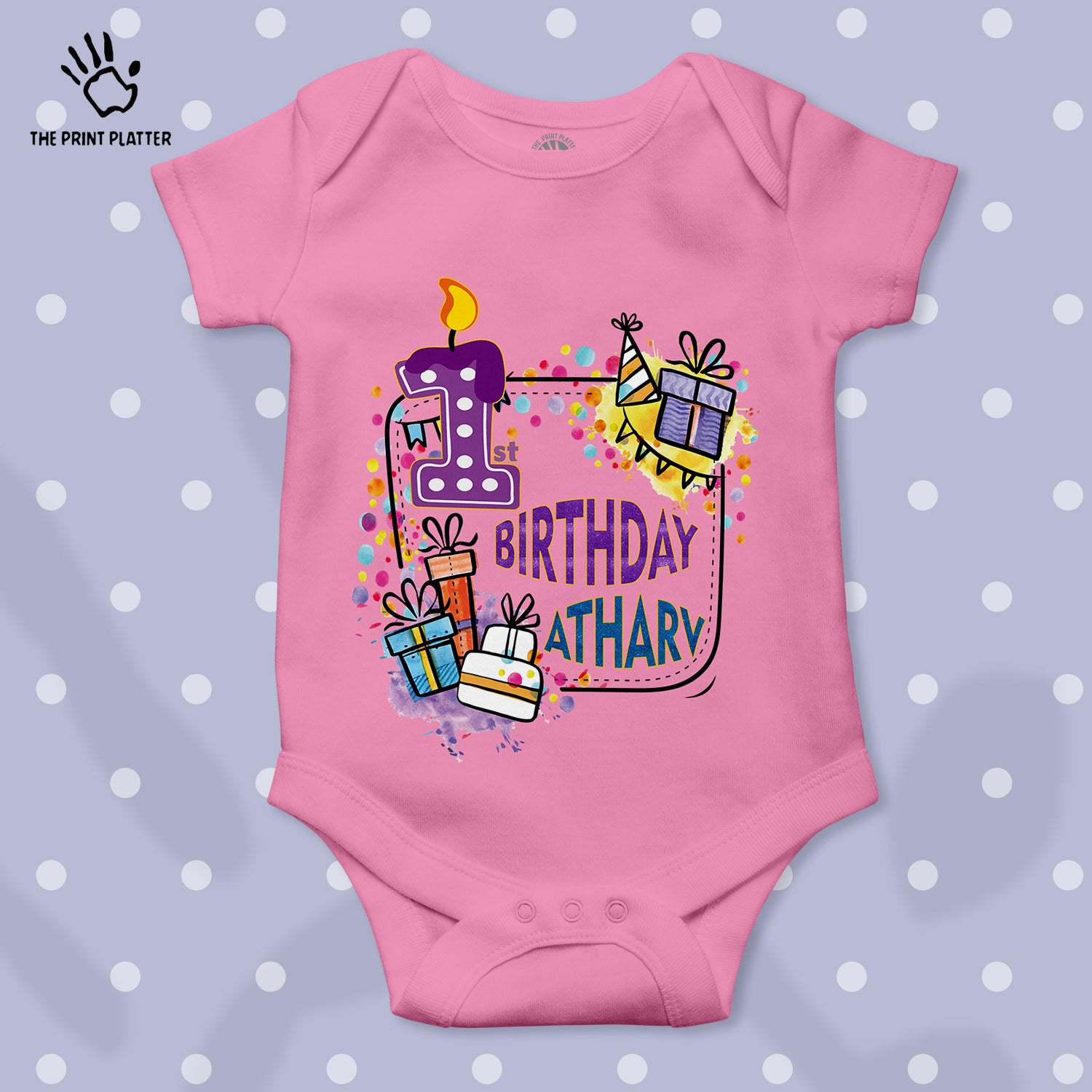 First Birthday Atharv Unisex Half Sleeve Romper