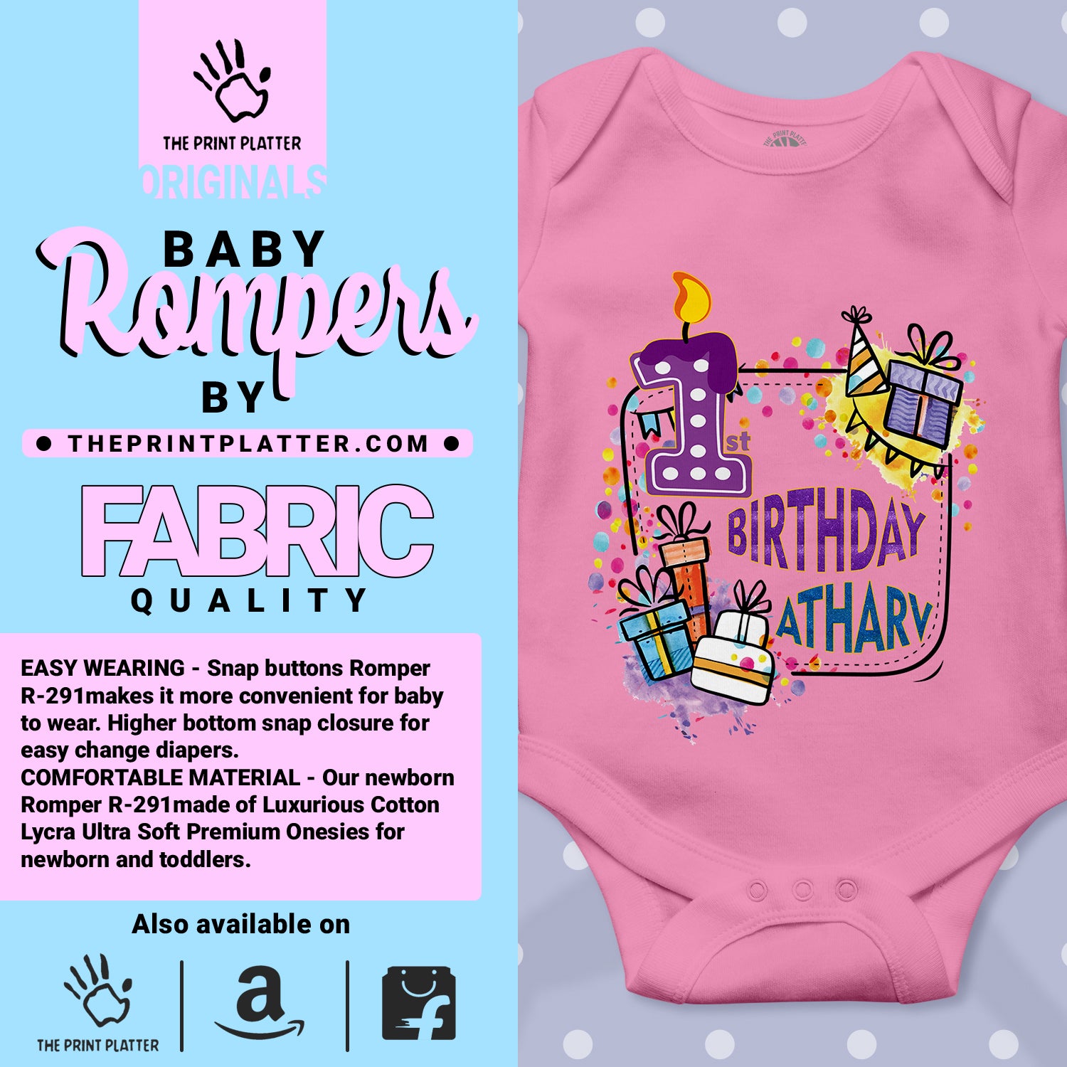 First Birthday Atharv Unisex Half Sleeve Romper