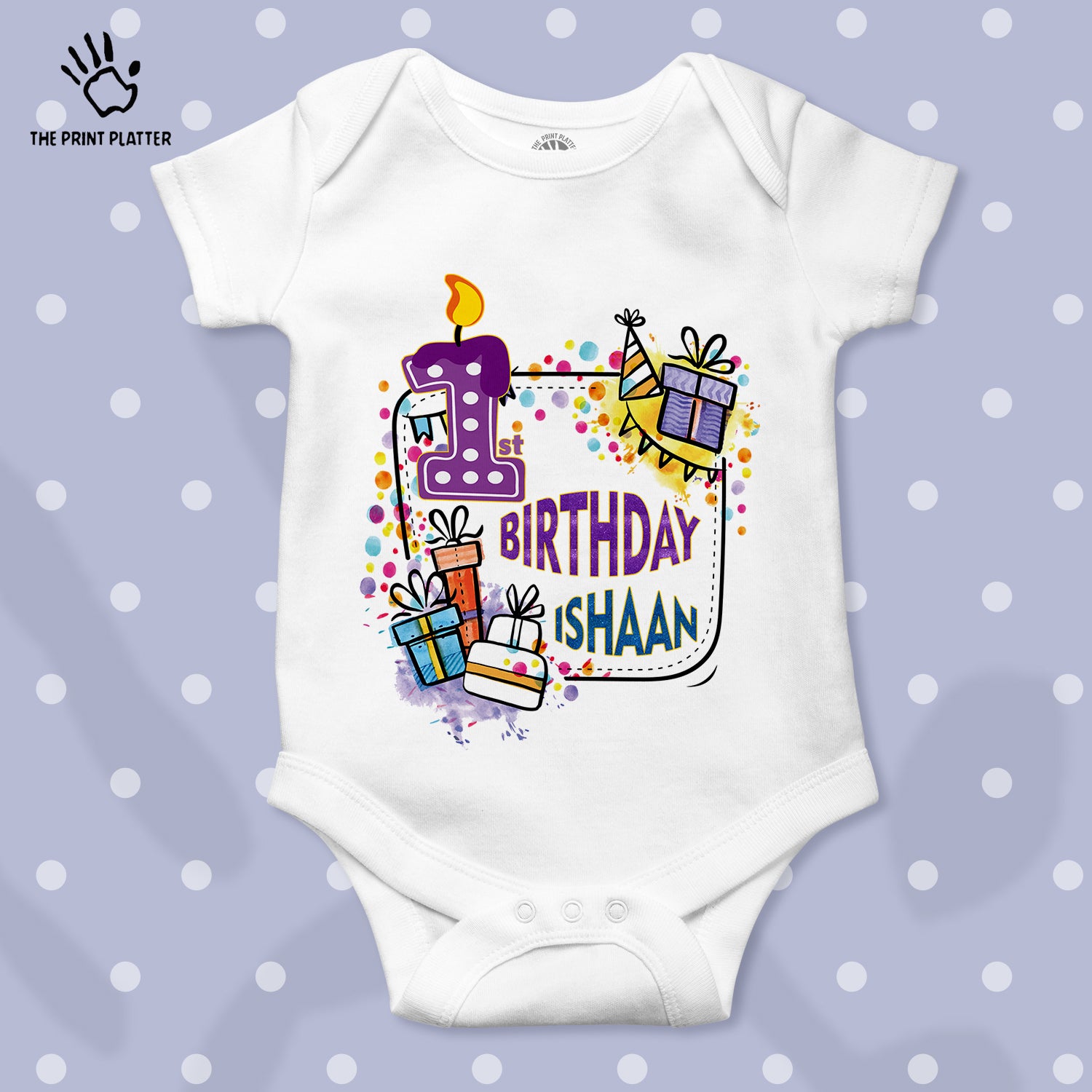 First Birthday Ishaan Unisex Half Sleeve Romper