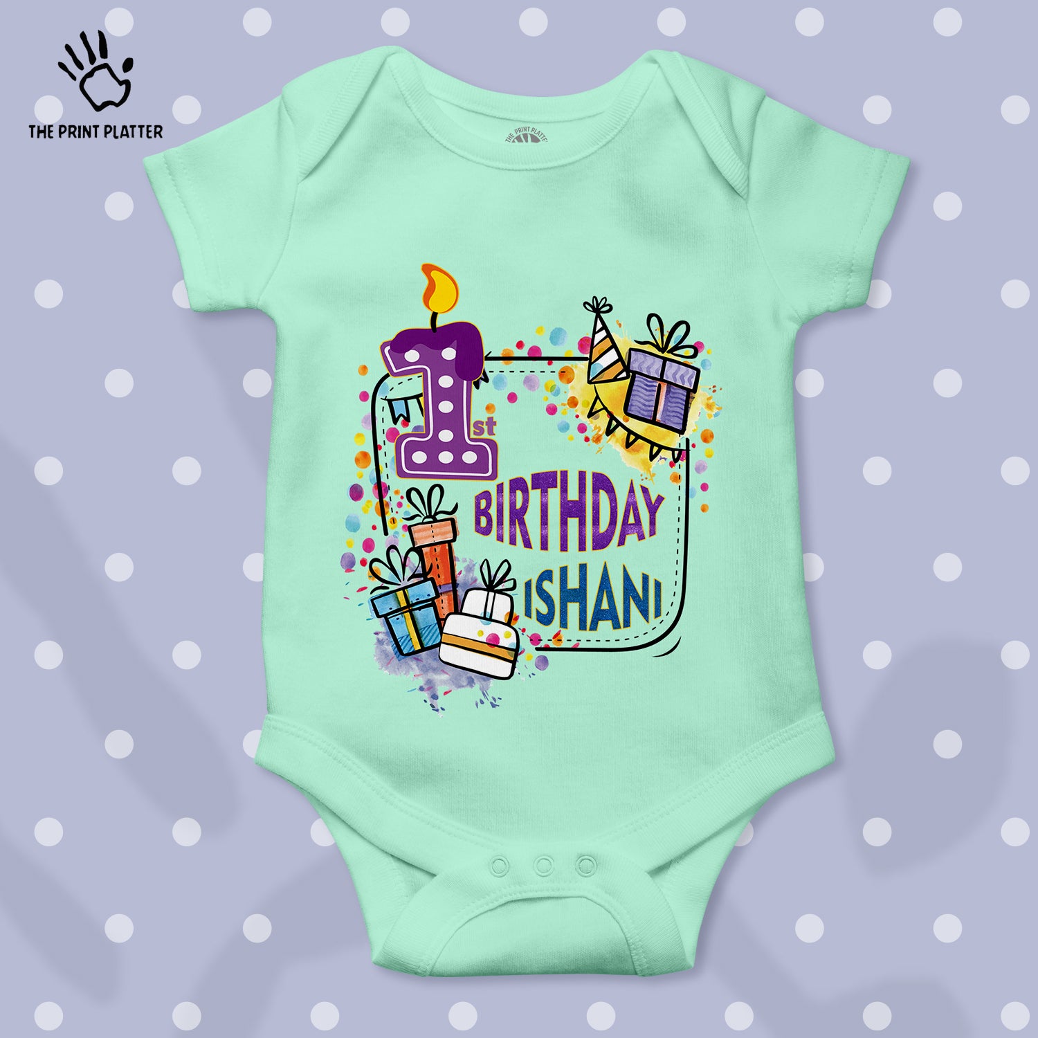 First Birthday Ishani Unisex Half Sleeve Romper