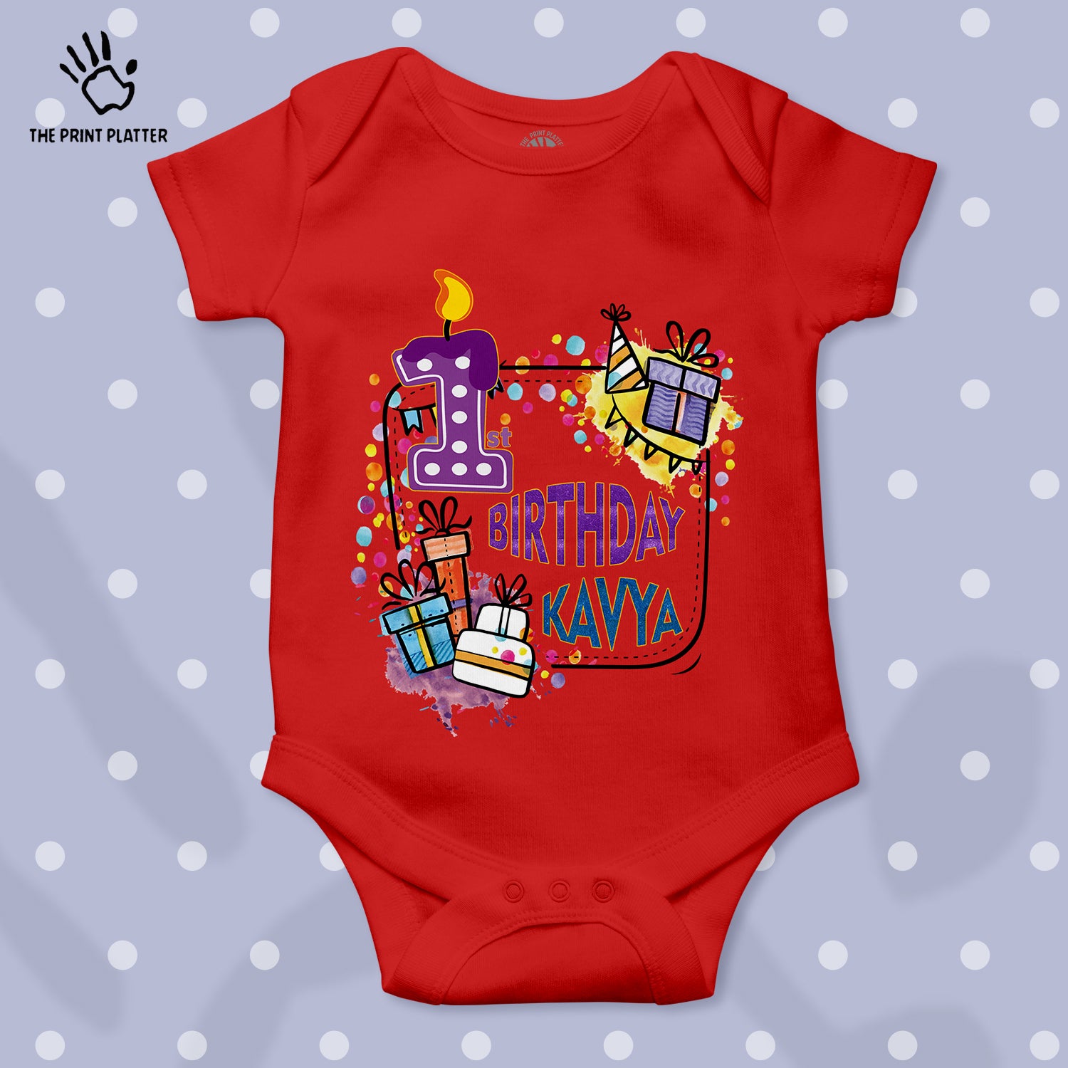 First Birthday Kavya Unisex Half Sleeve Romper