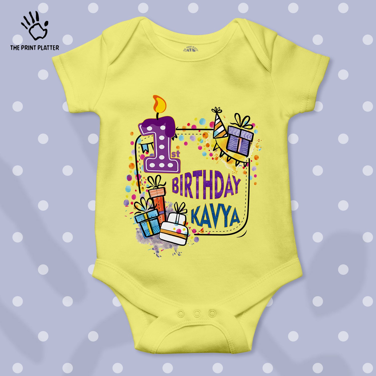 First Birthday Kavya Unisex Half Sleeve Romper