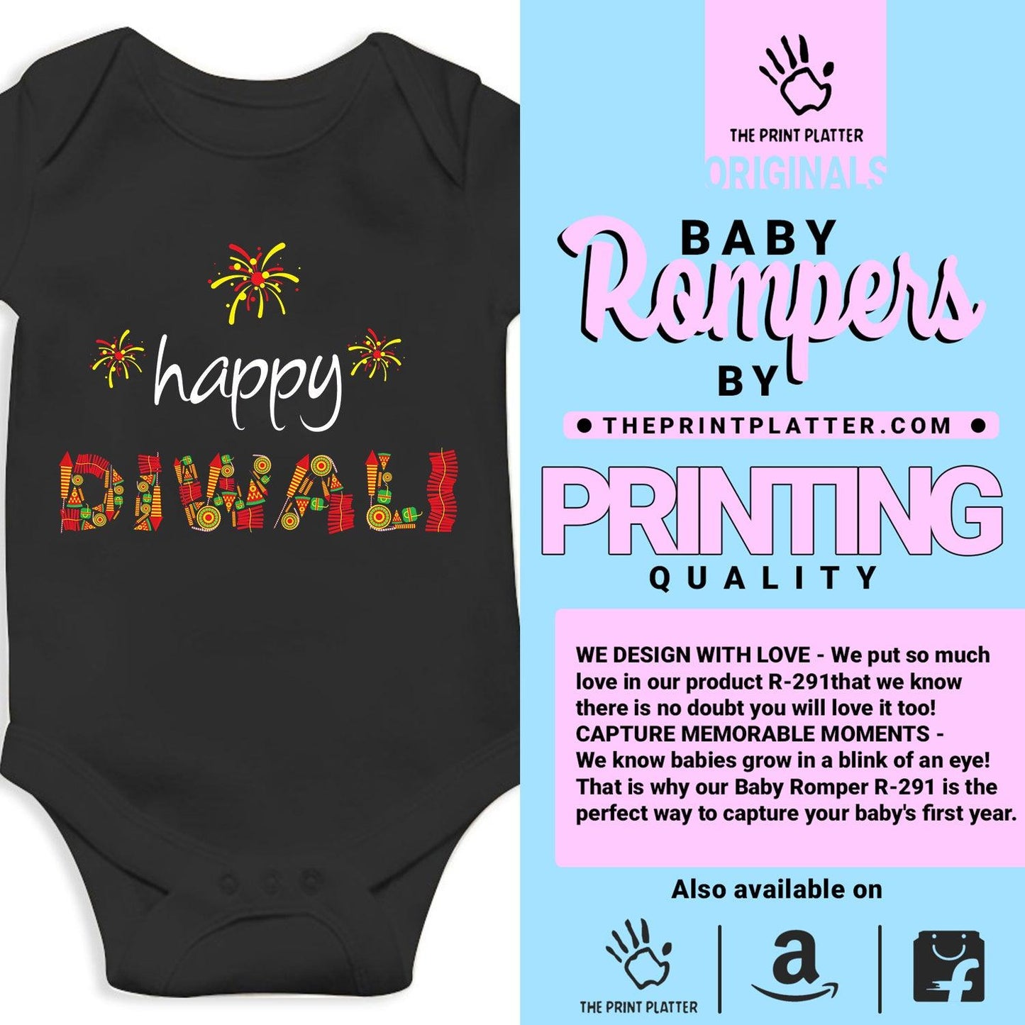 Happy Diwali Unisex Half Sleeve Romper