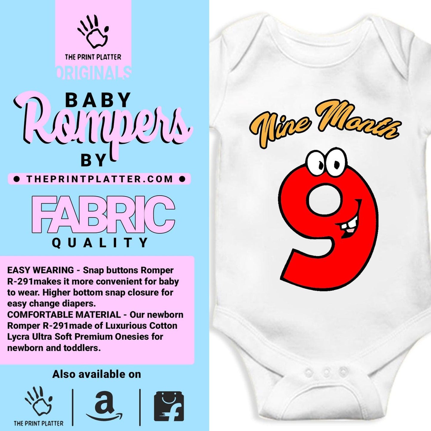 Nine Month Unisex Half Sleeve Romper