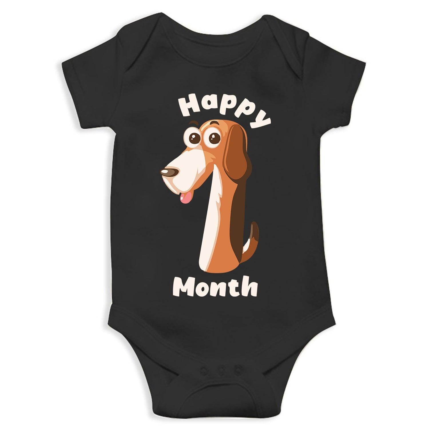 Happy 1st Month Unisex Half Sleeve Romper