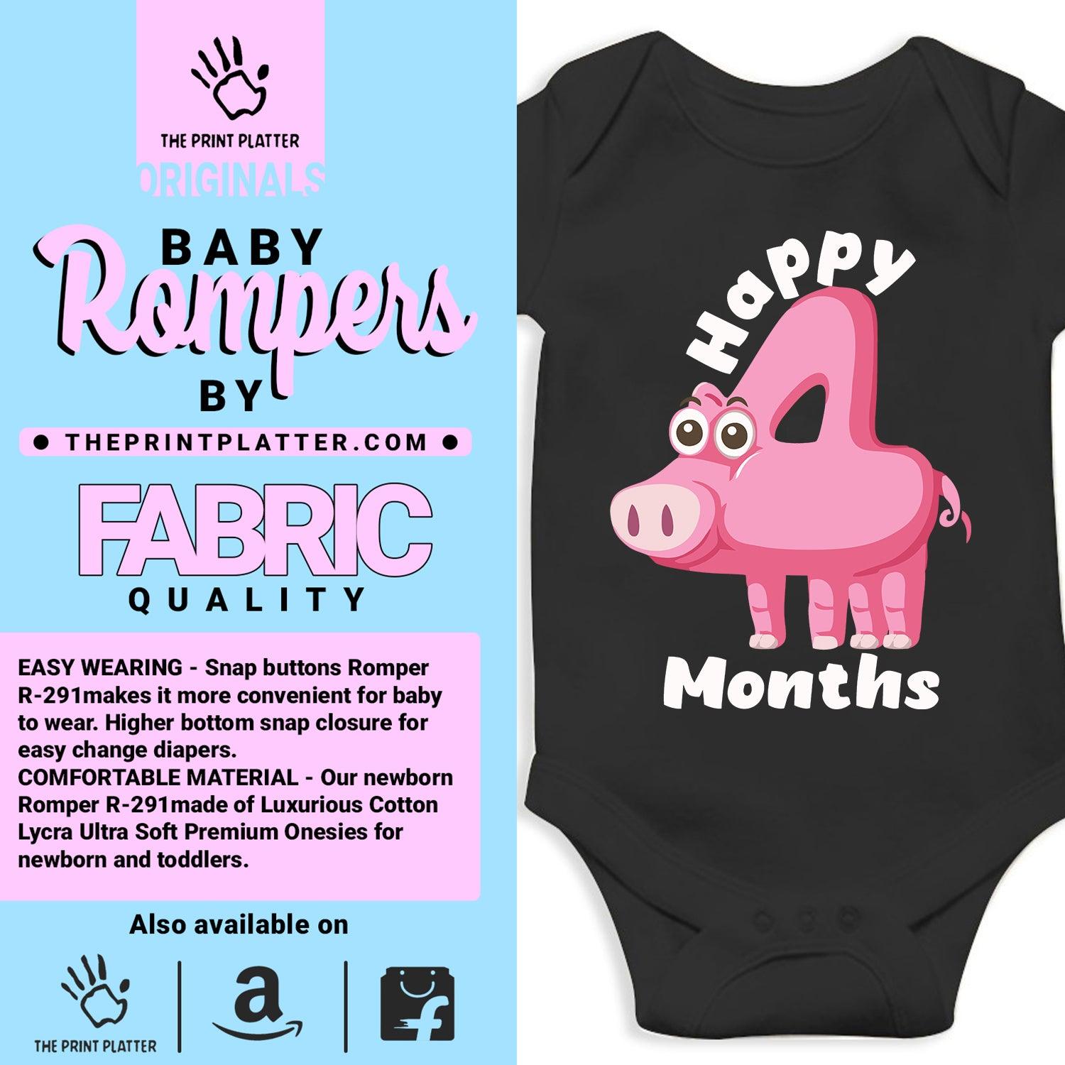 Happy 4 Month Unisex Half Sleeve Romper