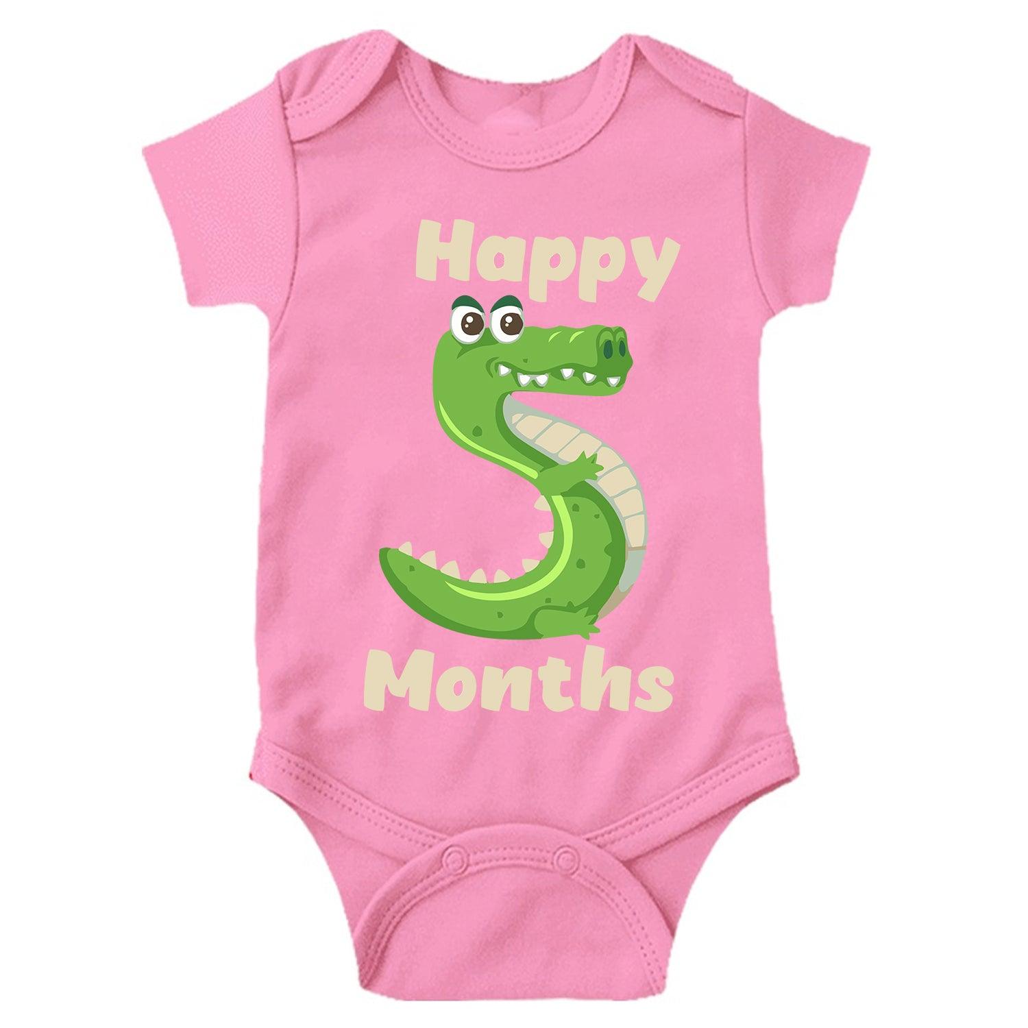 Happy 5 Month Unisex Half Sleeve Romper