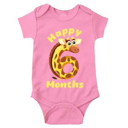 Happy 6 Month Unisex Half Sleeve Romper