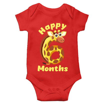 Happy 6 Month Unisex Half Sleeve Romper