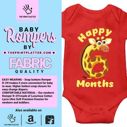 Happy 6 Month Unisex Half Sleeve Romper