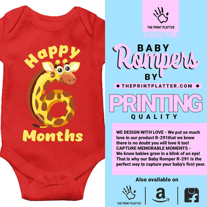 Happy 6 Month Unisex Half Sleeve Romper