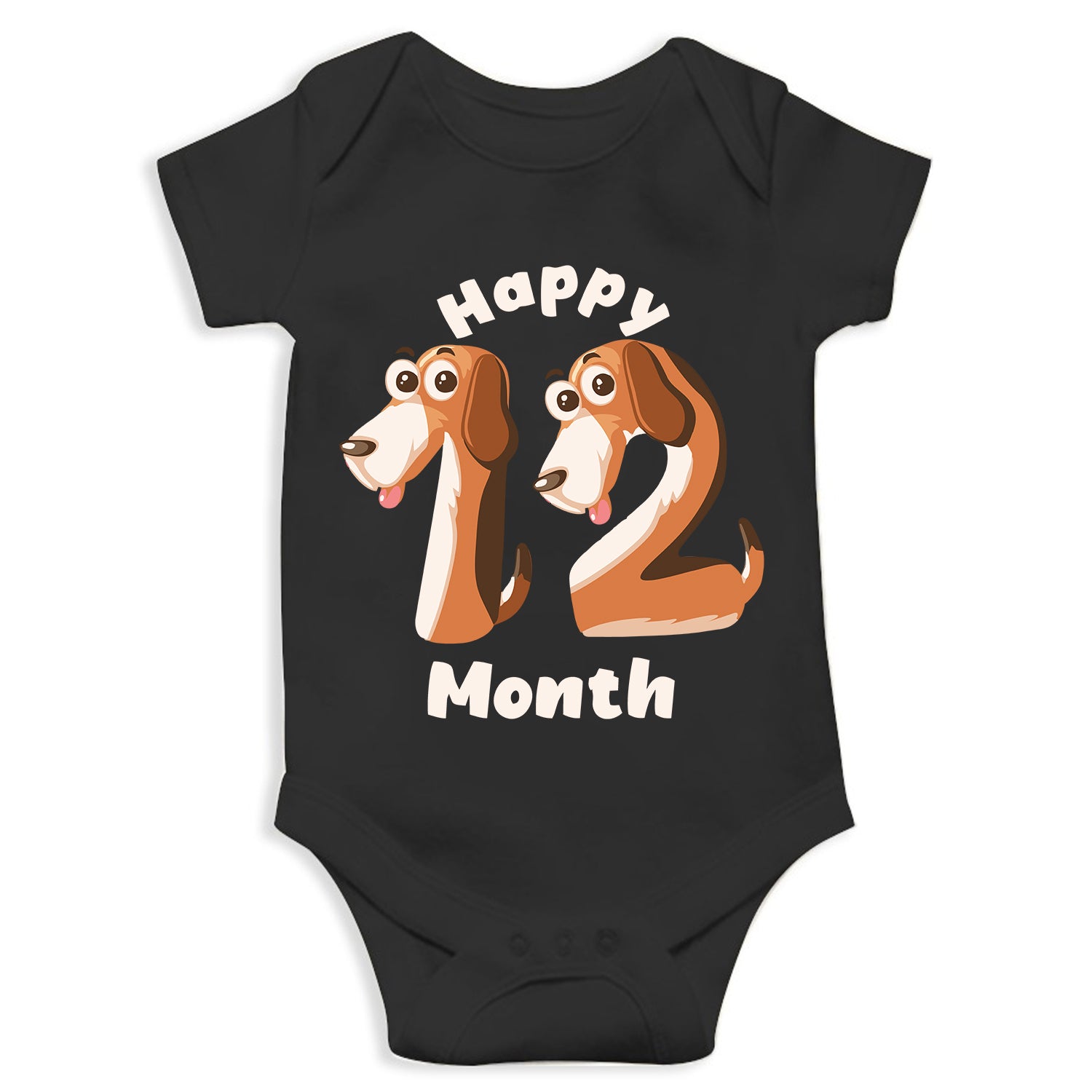 Happy 12 Month Unisex Half Sleeve Romper