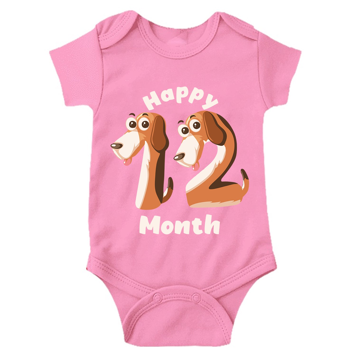 Happy 12 Month Unisex Half Sleeve Romper