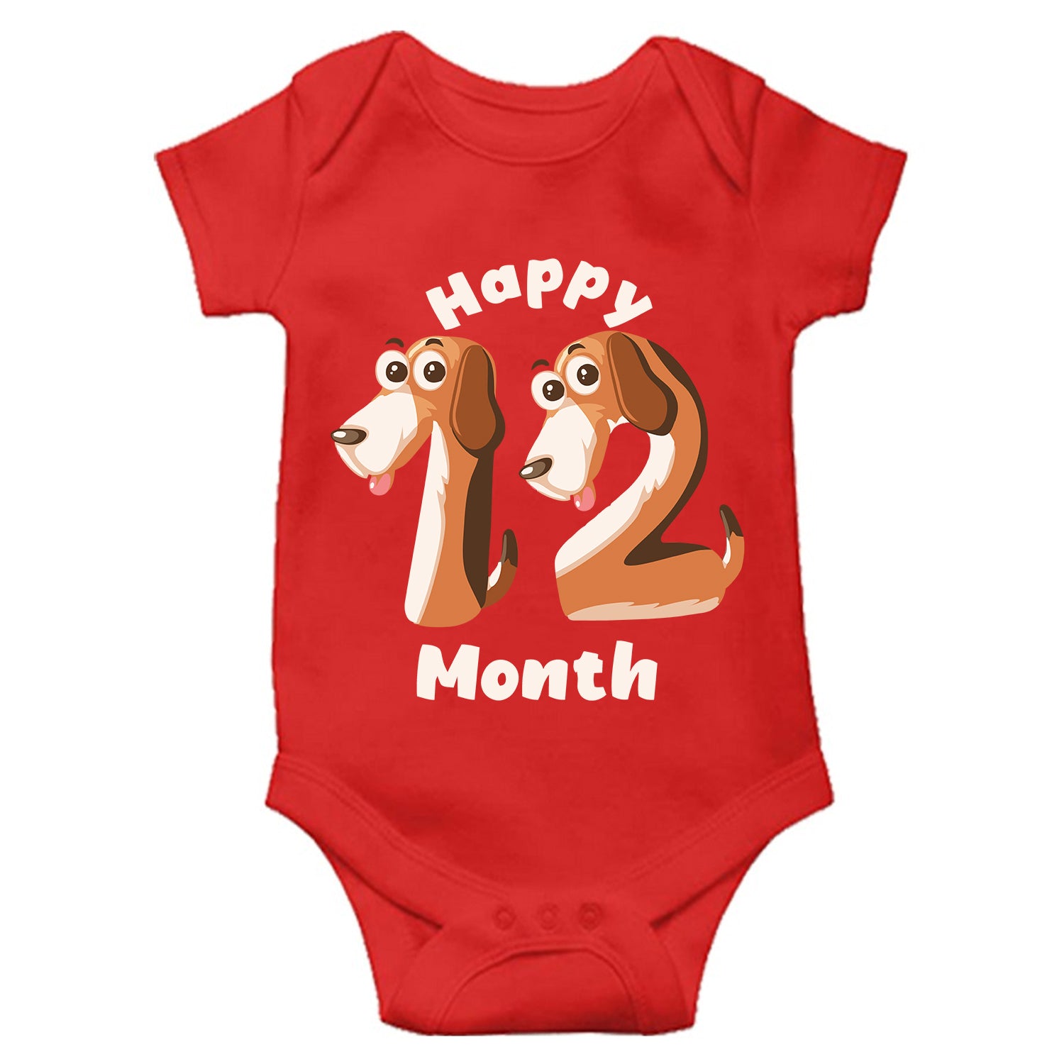 Happy 12 Month Unisex Half Sleeve Romper