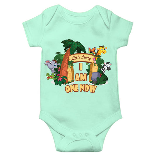 Let's Party I AM One Now Unisex Half Sleeve Romper