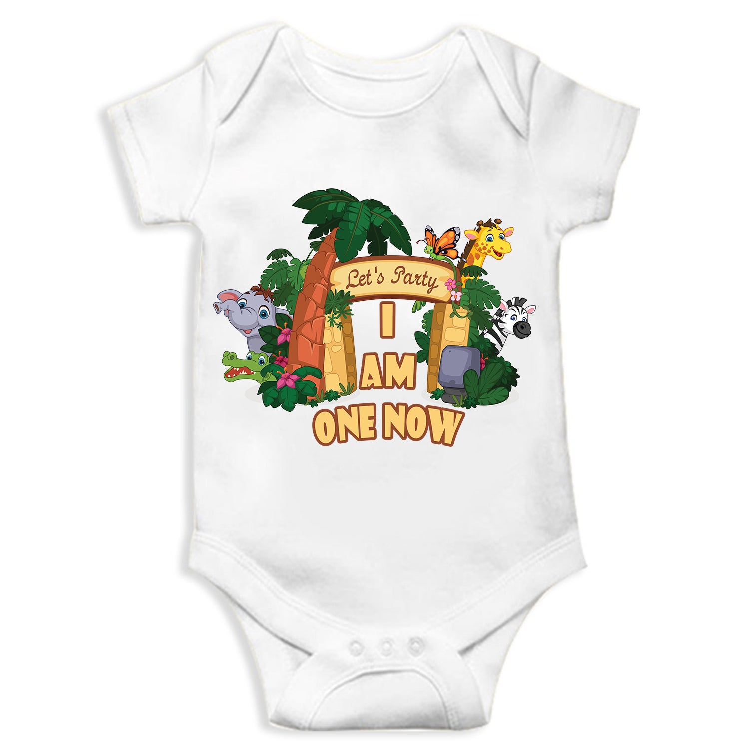 Let's Party I AM One Now Unisex Half Sleeve Romper