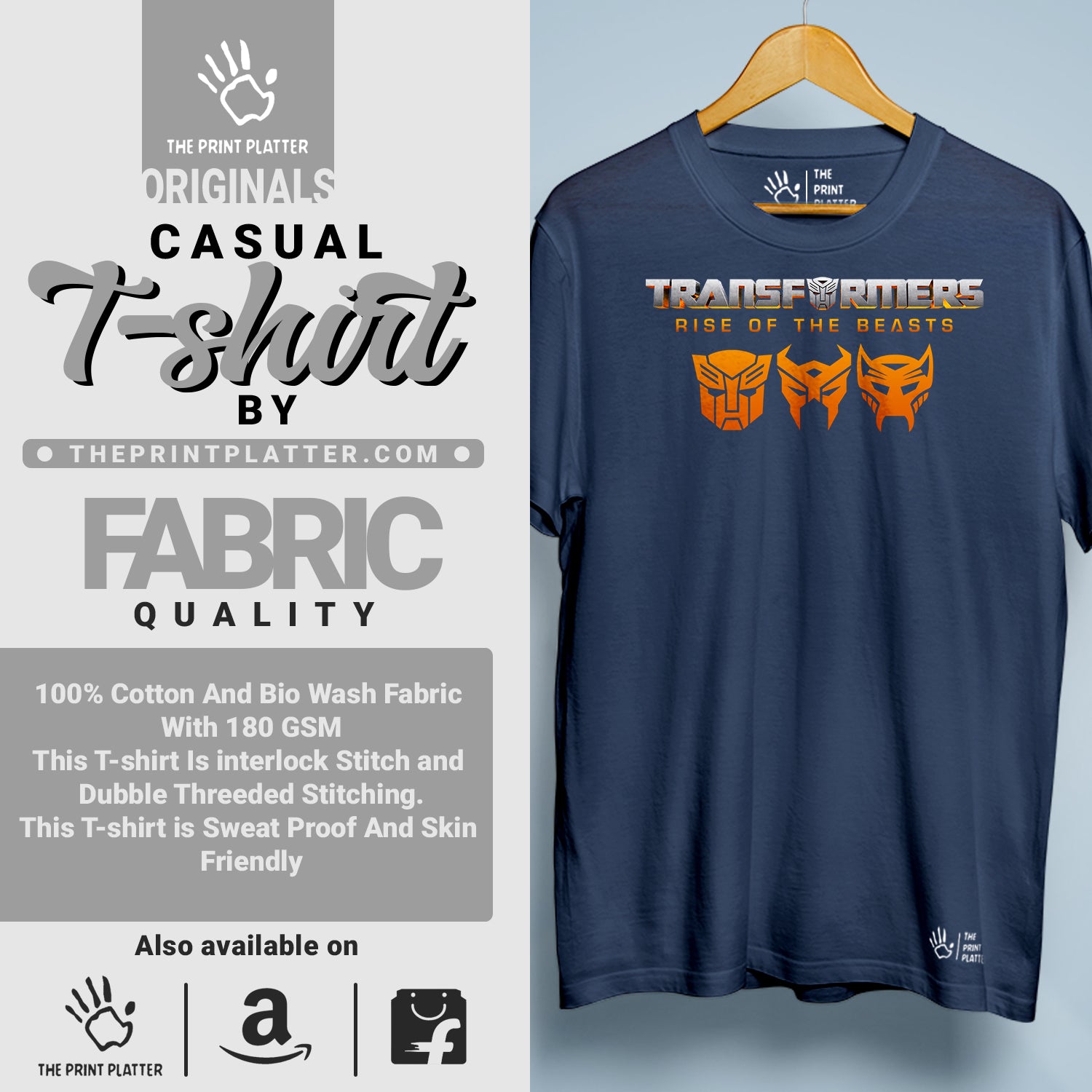 Transformers Cotton Bio Wash 180gsm T-shirt | T-R124