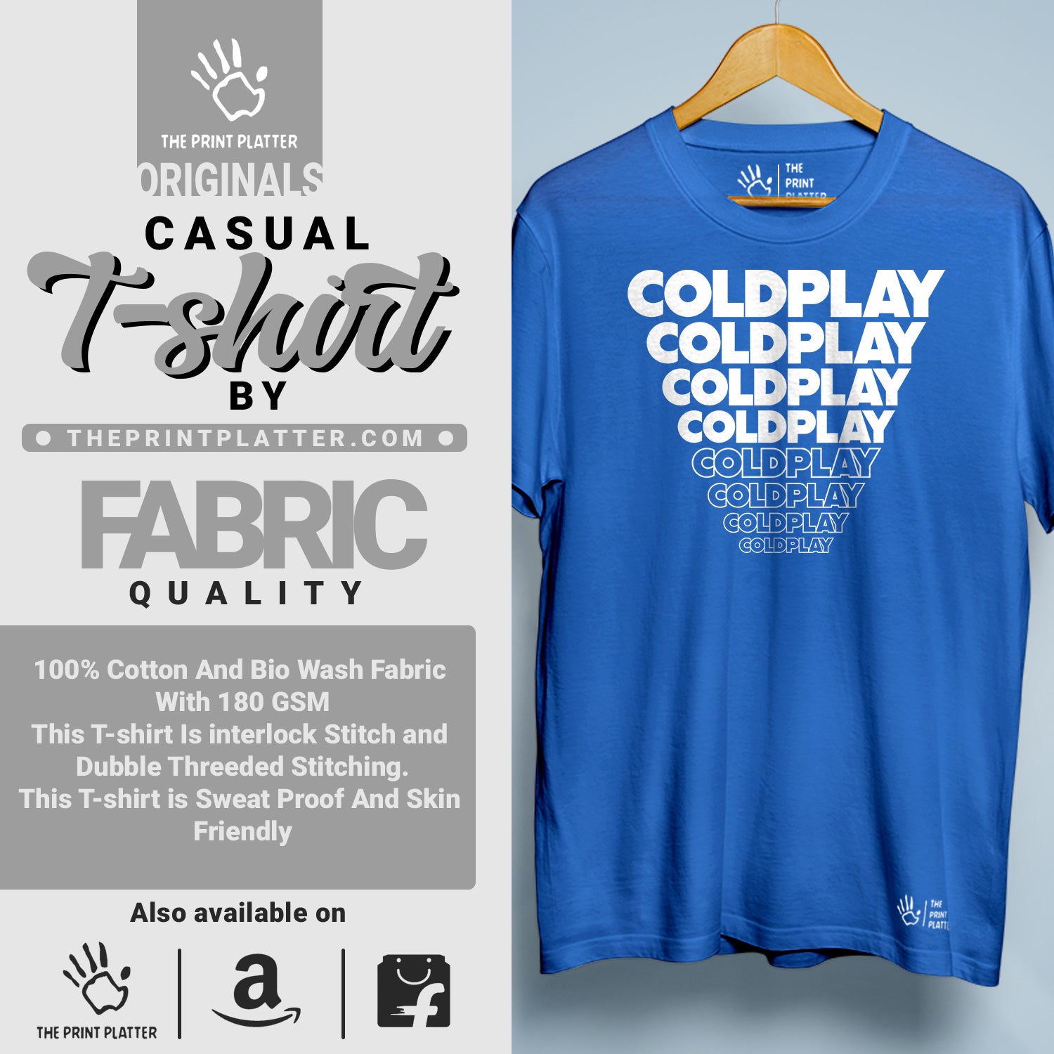 Coldplay Coldplay Coldplay Cotton Bio Wash 180gsm T-shirt | T-R141