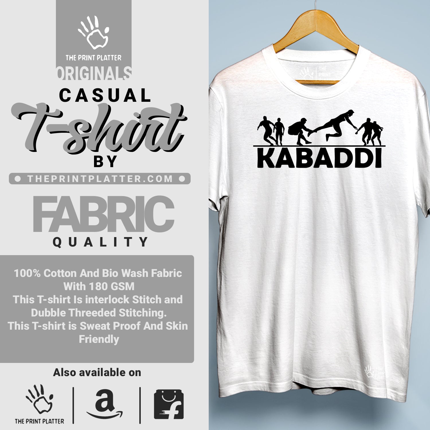 Kabaddi Cotton Bio Wash 180gsm T-shirt | T-R145