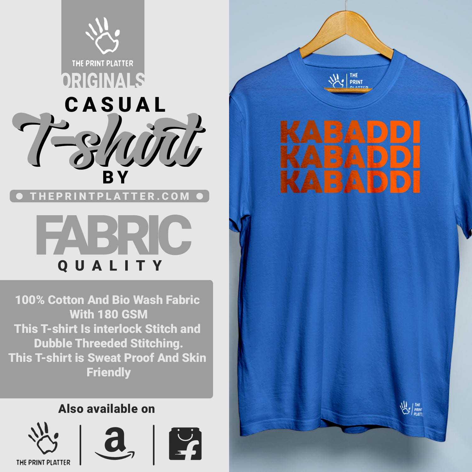 Kabaddi Kabaddi Kabaddi Player Cotton Bio Wash 180gsm T-shirt | T-R148