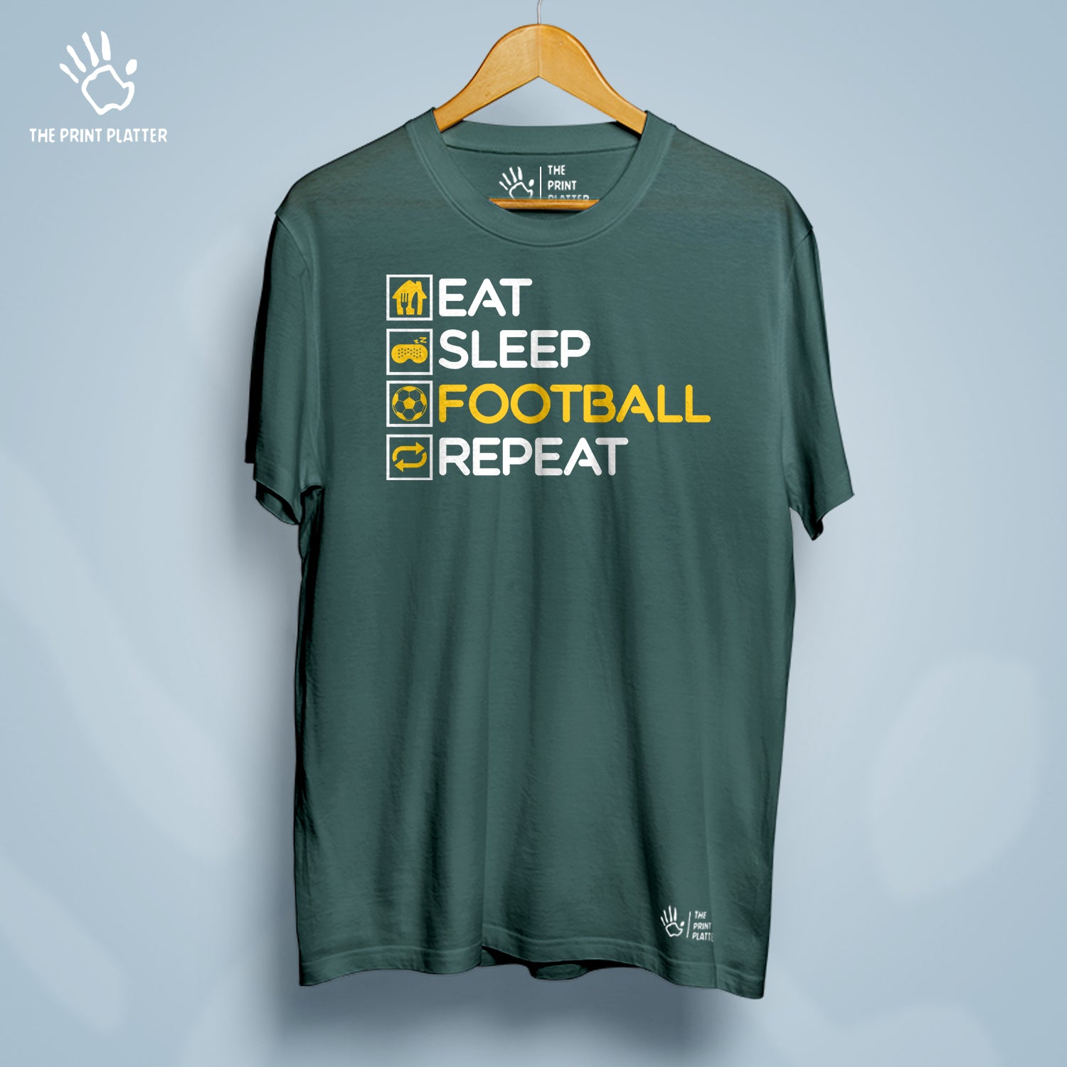 Eat Sleep Football Repeat Cotton Bio Wash 180gsm T-shirt | T-R154