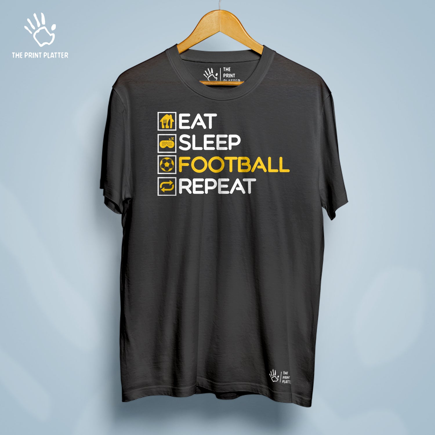 Eat Sleep Football Repeat Cotton Bio Wash 180gsm T-shirt | T-R154