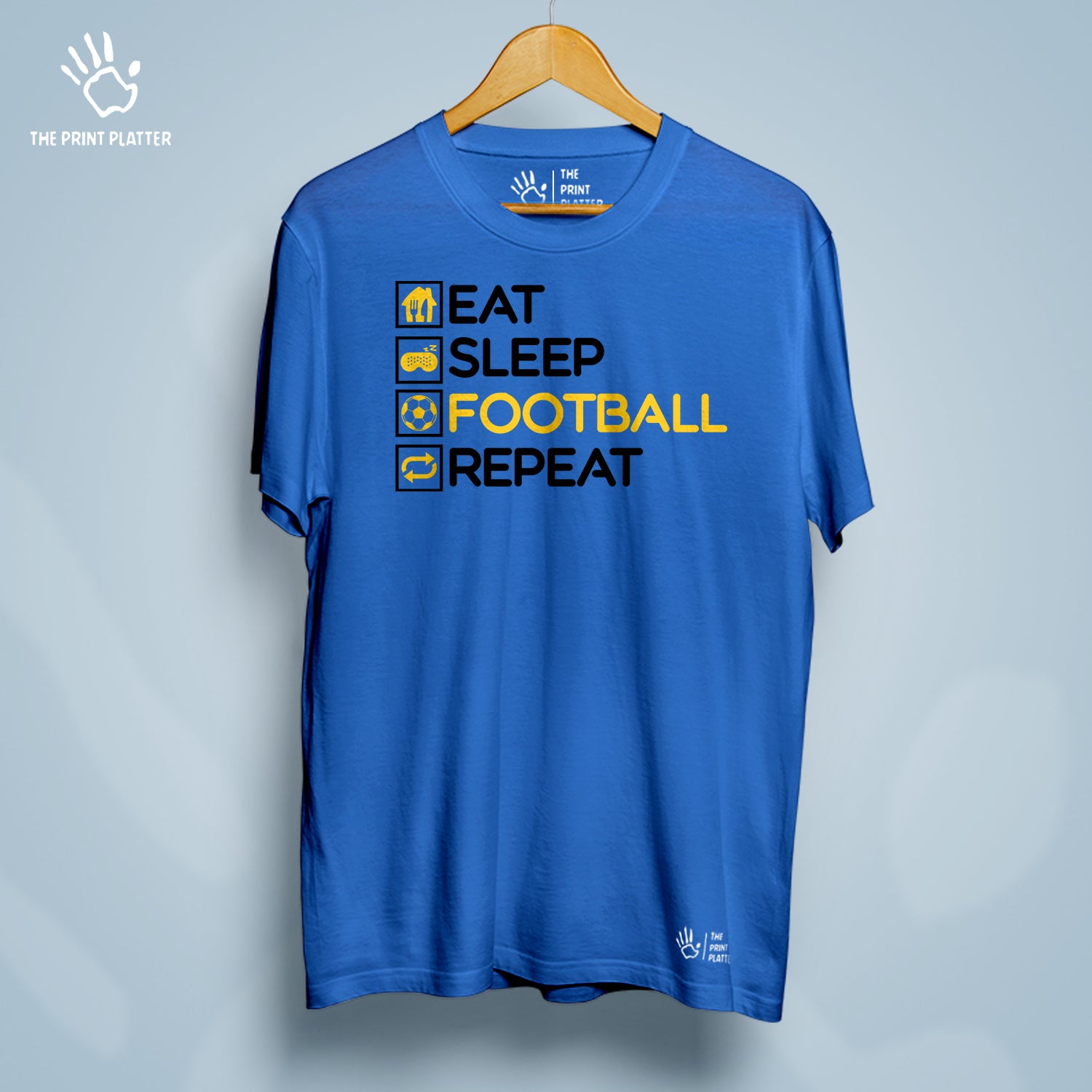 Eat Sleep Football Repeat Cotton Bio Wash 180gsm T-shirt | T-R154