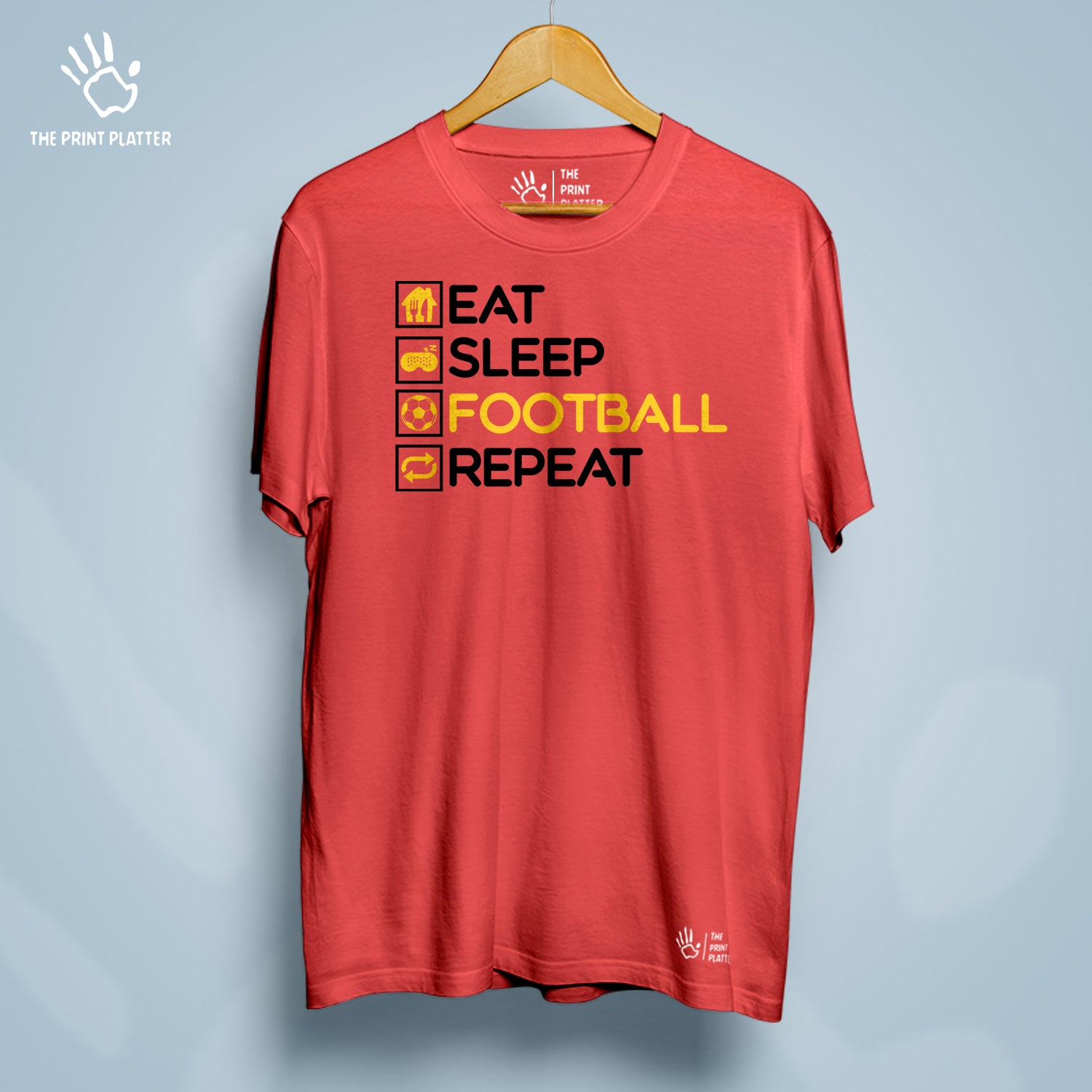 Eat Sleep Football Repeat Cotton Bio Wash 180gsm T-shirt | T-R154