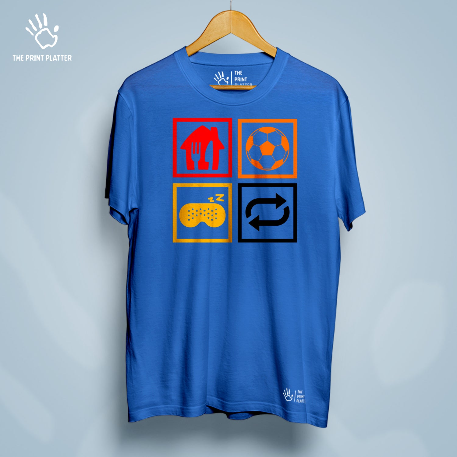 Eat Sleep Football Repeat Cotton Bio Wash 180gsm T-shirt | T-R155