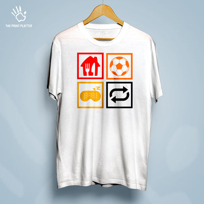 Eat Sleep Football Repeat Cotton Bio Wash 180gsm T-shirt | T-R155