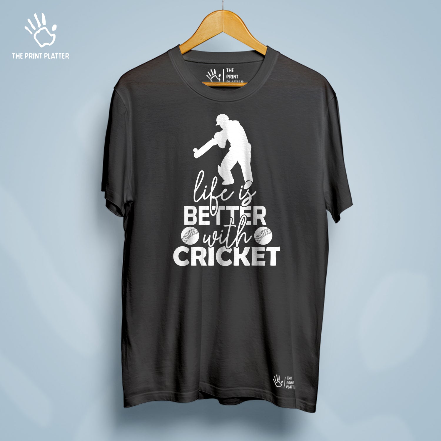 Life is better with Cricket  Cotton Bio Wash 180gsm T-shirt | T-R159