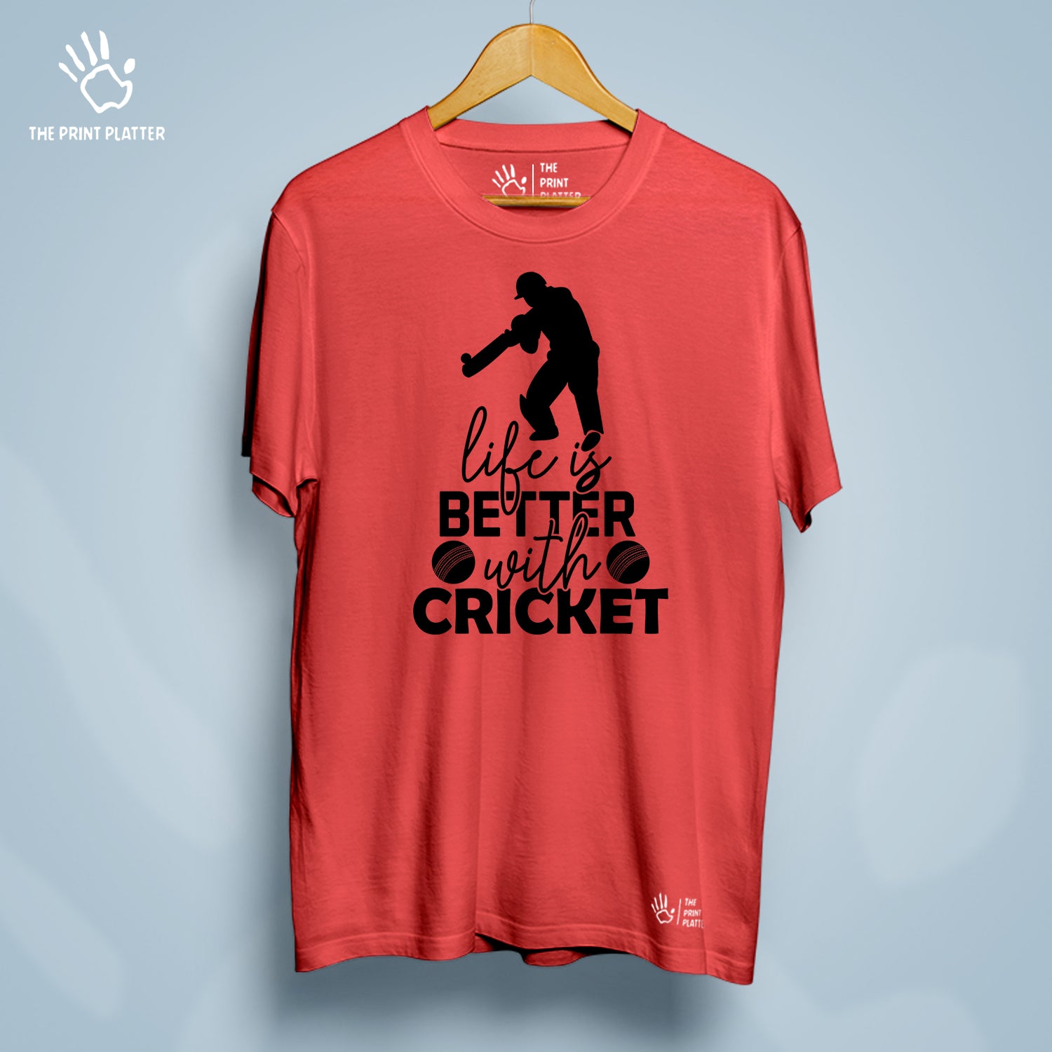 Life is better with Cricket  Cotton Bio Wash 180gsm T-shirt | T-R159