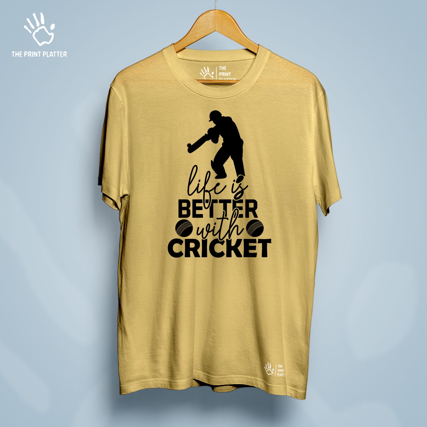 Life is better with Cricket  Cotton Bio Wash 180gsm T-shirt | T-R159