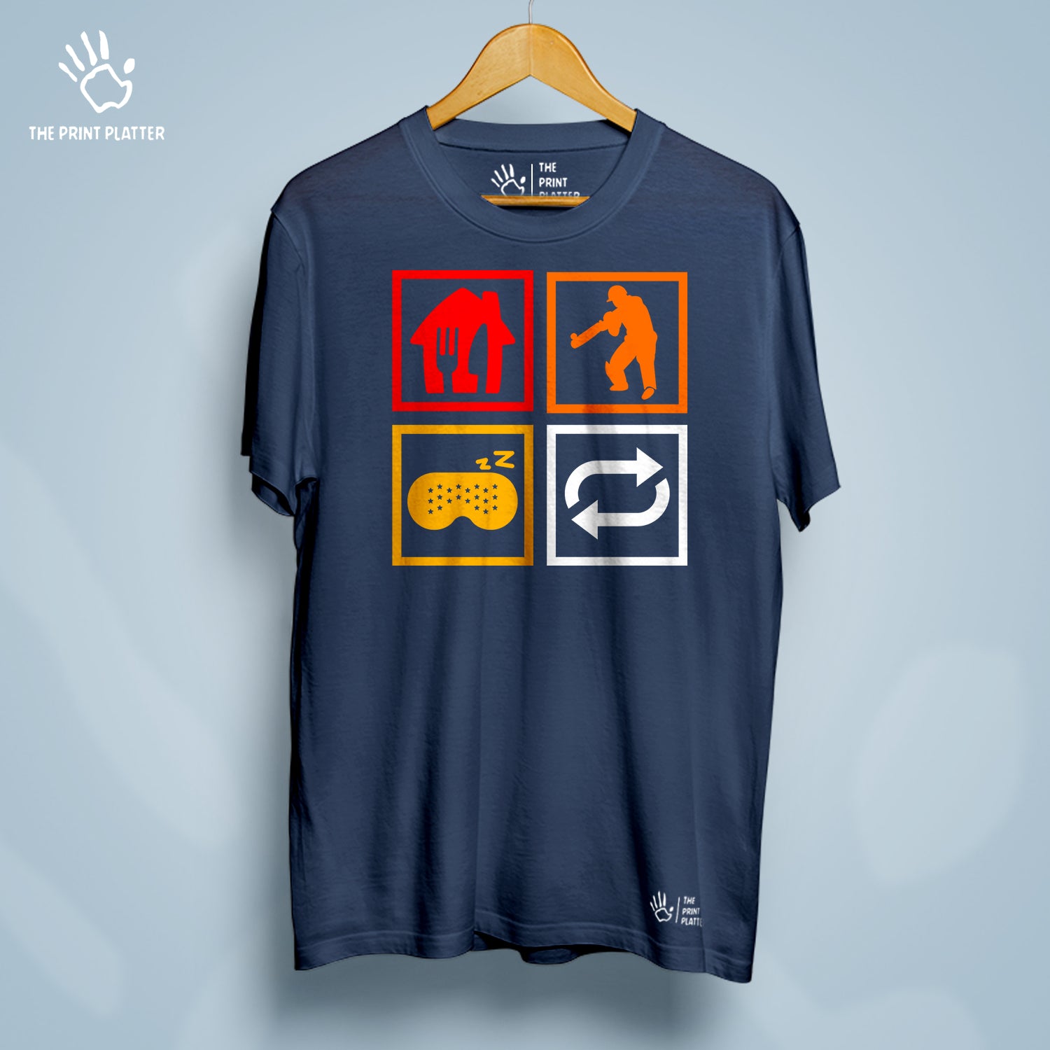 Eat Sleep Cricket Repeat Cotton Bio Wash 180gsm T-shirt | T-R161