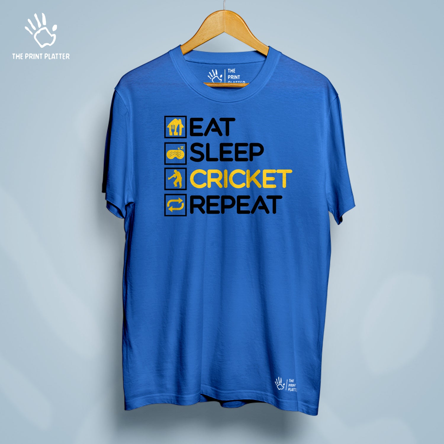 Eat Sleep Cricket Repeat Cotton Bio Wash 180gsm T-shirt | T-R162