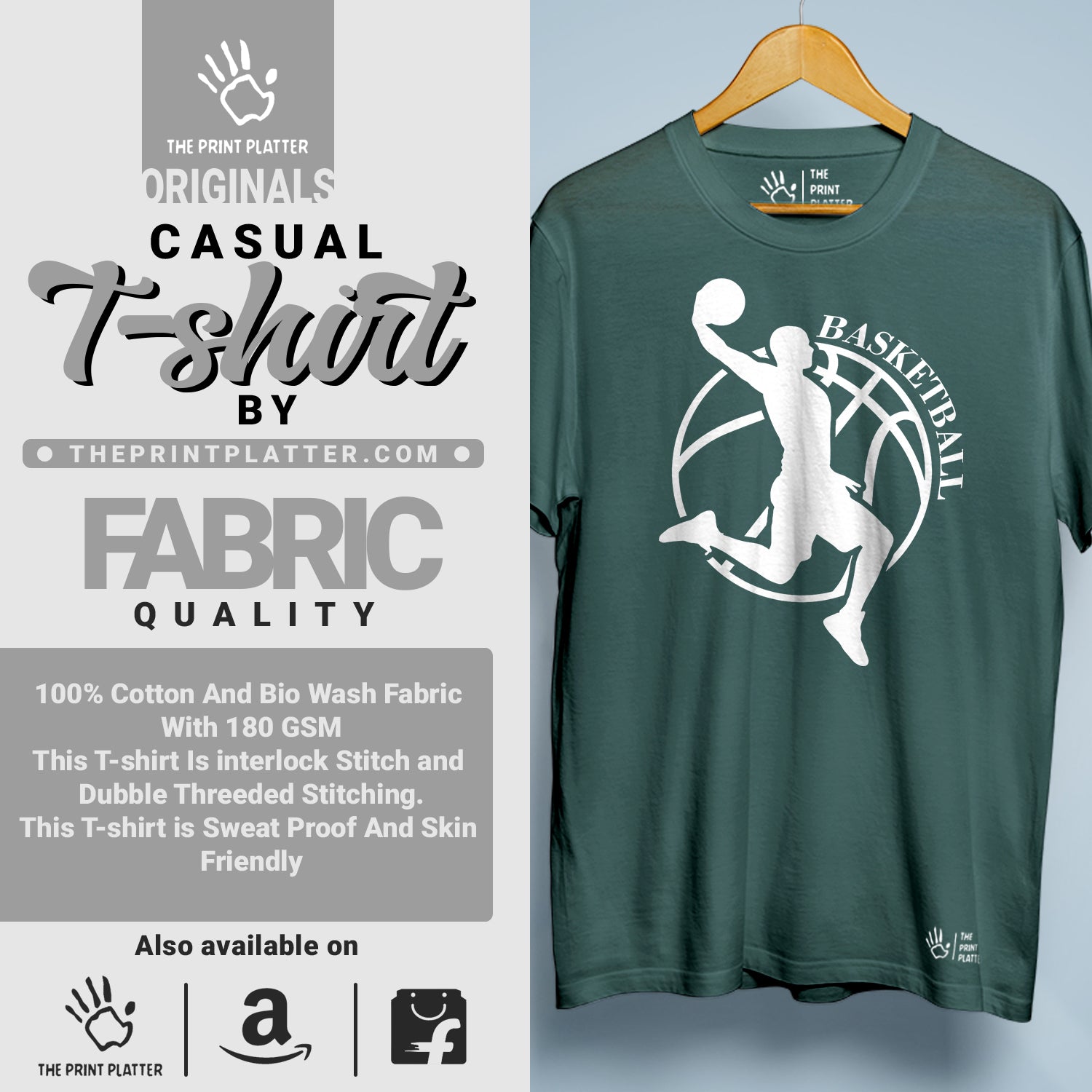 Basketball Cotton Bio Wash 180gsm T-shirt | T-R164