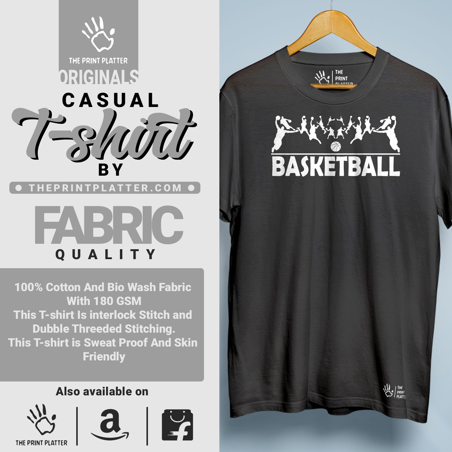 Basketball Cotton Bio Wash 180gsm T-shirt | T-R166