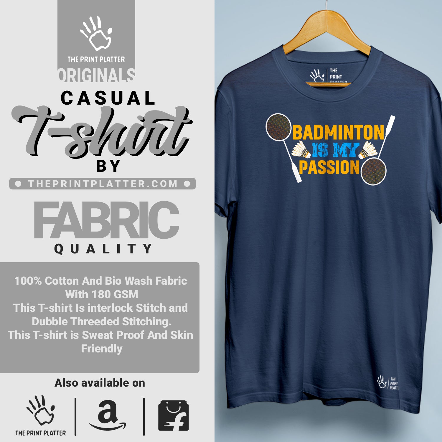 Badminton Is My Passion Cotton Bio Wash 180gsm T-shirt | T-R171