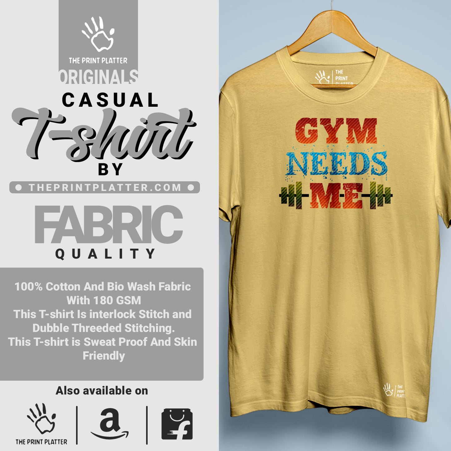 Gym Need Me Cotton Bio Wash 180gsm T-shirt | T-R27