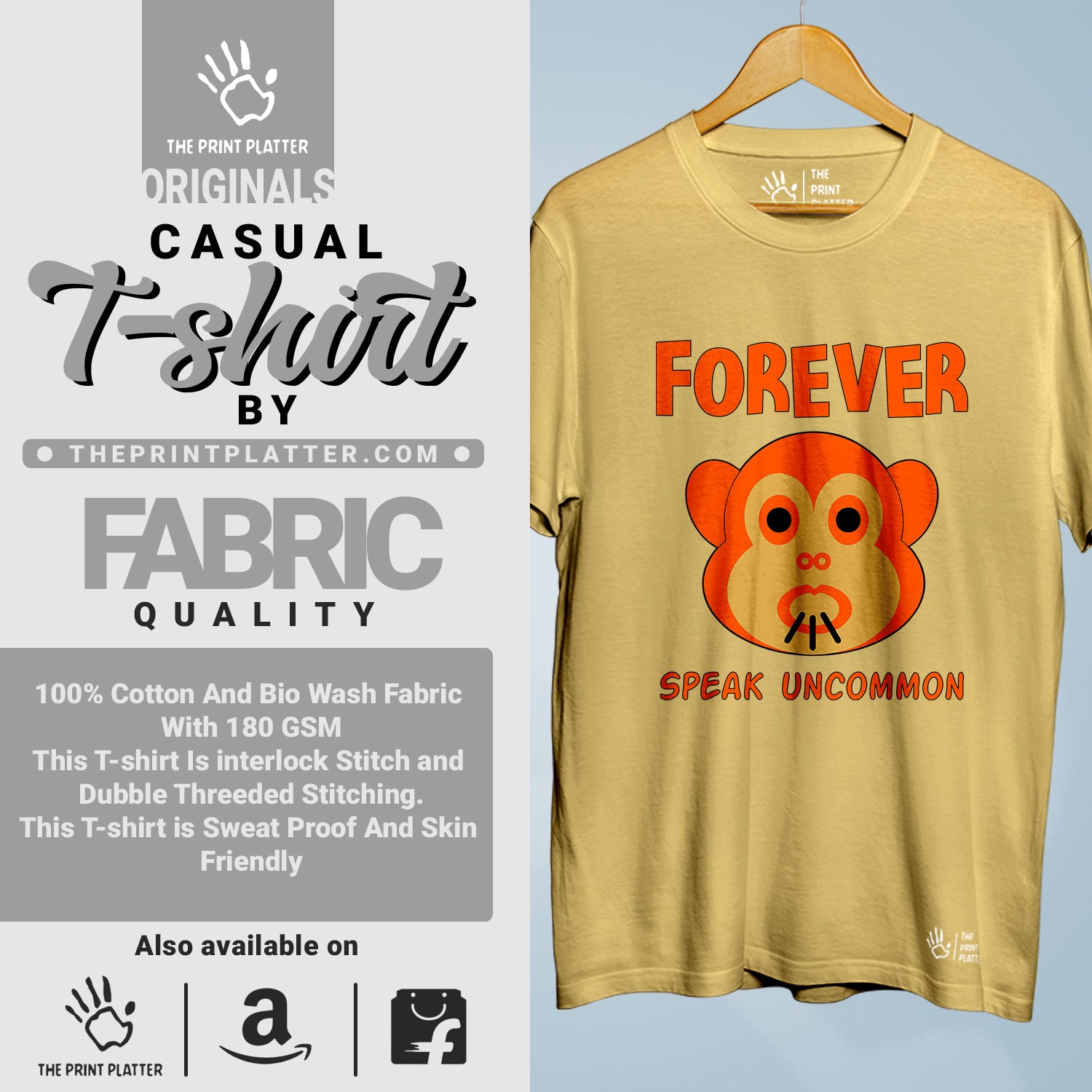 Forever Speak Uncommon Cotton Bio Wash 180gsm T-shirt | T-R297