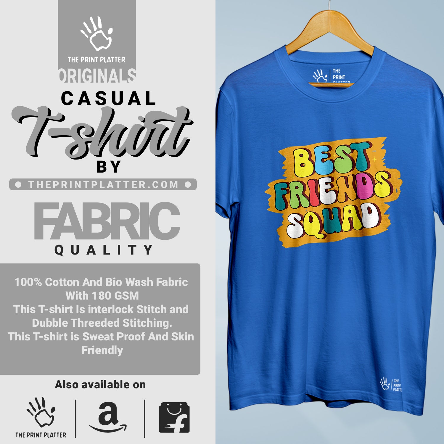 Best Friends Squad Cotton Bio Wash 180gsm T-shirt | T-R301