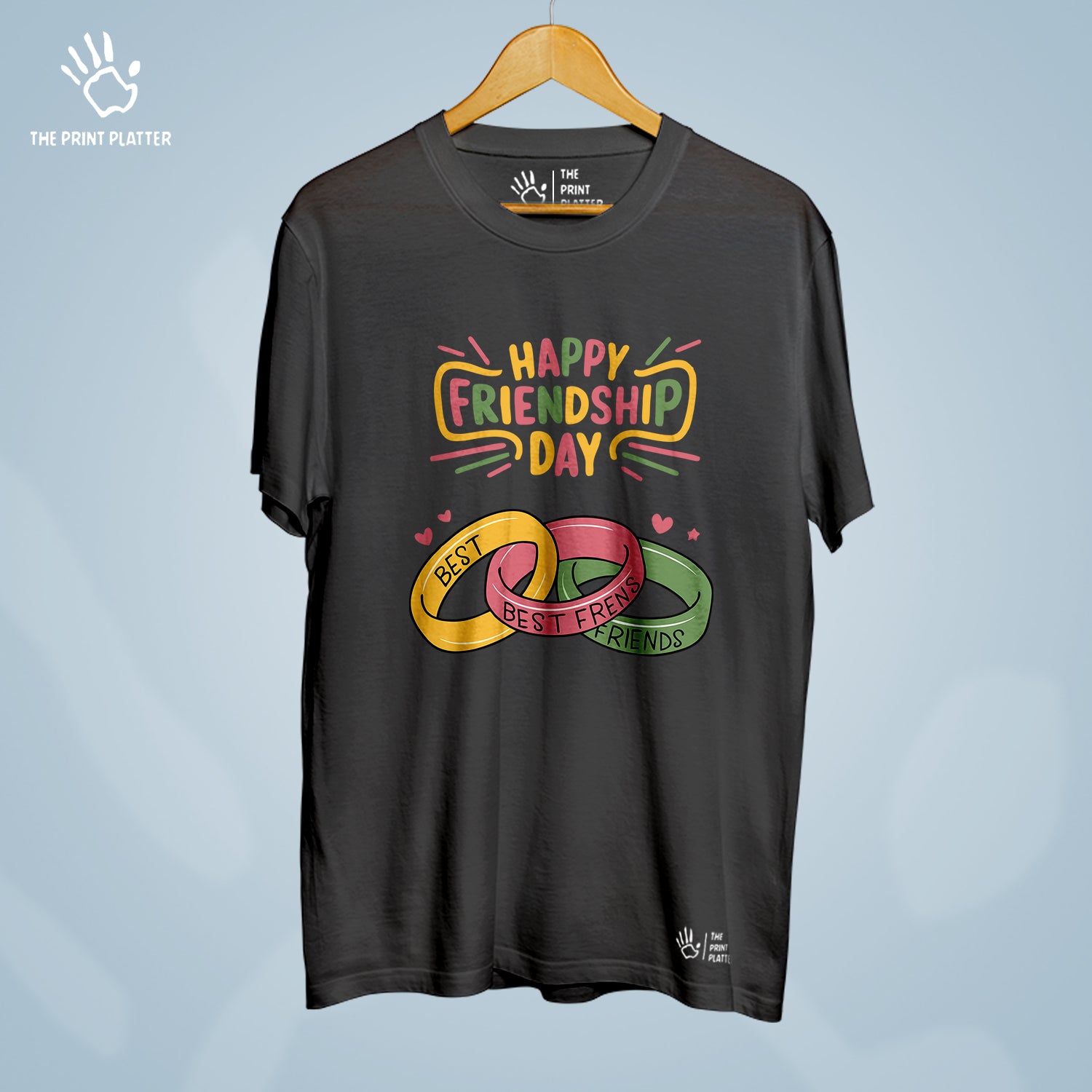 Happy Friendship Day Cotton Bio Wash 180gsm T-shirt | T-R302