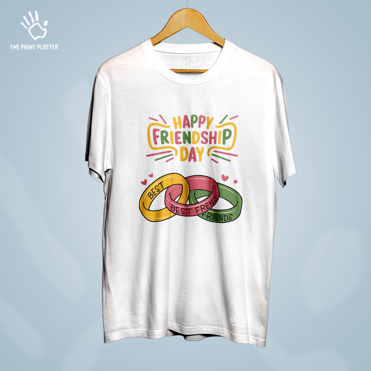 Happy Friendship Day Cotton Bio Wash 180gsm T-shirt | T-R302