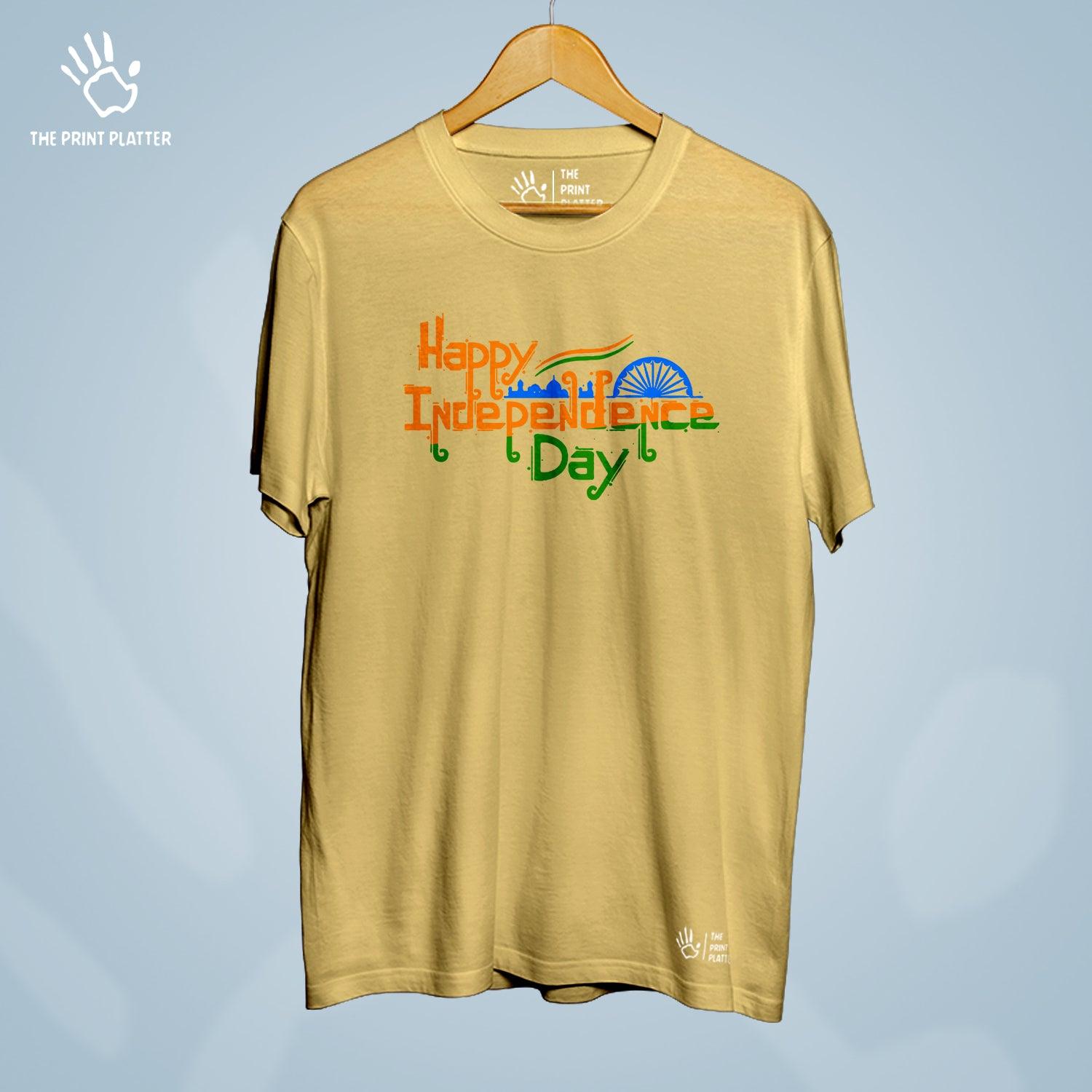 Happy Independence Day Cotton Bio Wash 180gsm T-shirt | T-R320