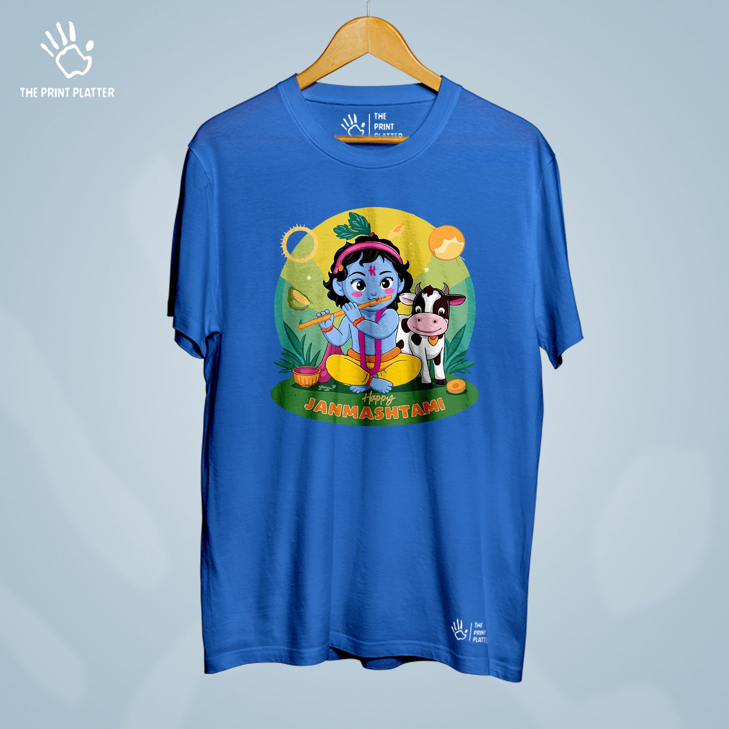 Happy Janmashtami Cotton Bio Wash 180gsm T-shirt | T-R326