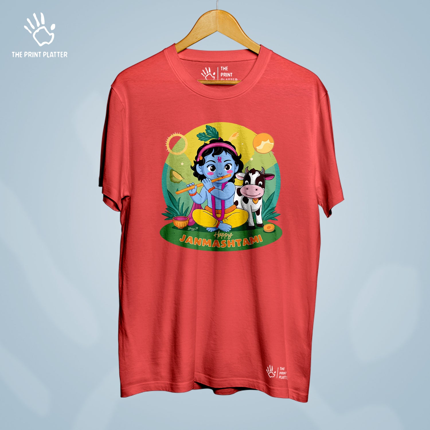 Happy Janmashtami Cotton Bio Wash 180gsm T-shirt | T-R326