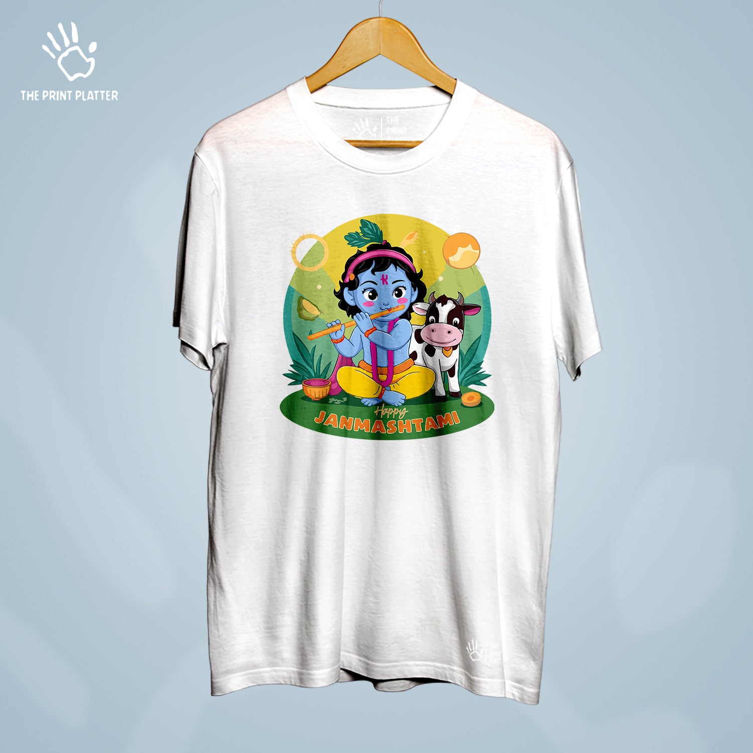 Happy Janmashtami Cotton Bio Wash 180gsm T-shirt | T-R326