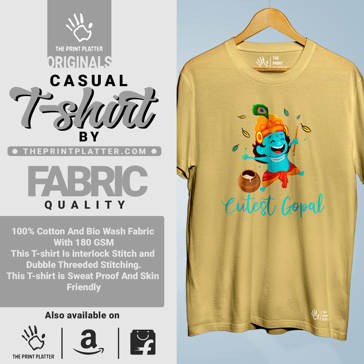 Cutest Gopal Cotton Bio Wash 180gsm T-shirt | T-R327